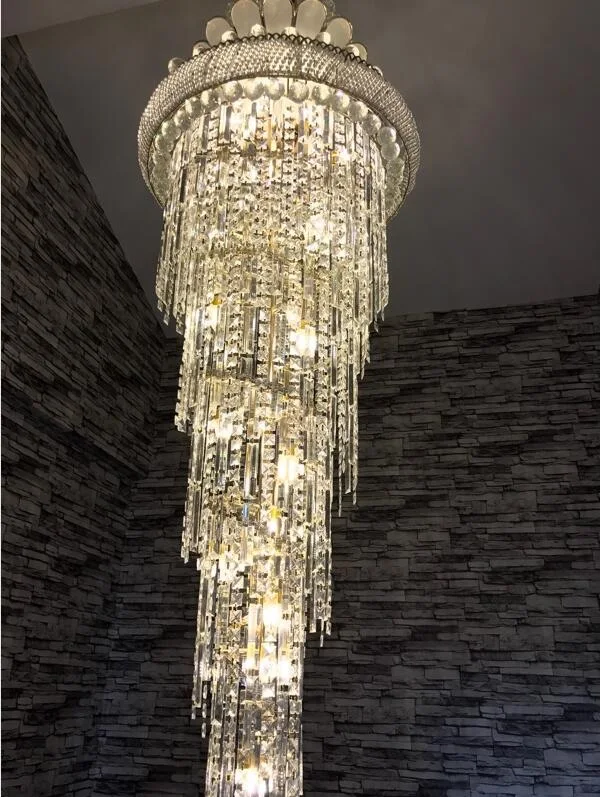 Гибридный тип лестницы кристалл длинная лампа s Золото гостиная подвесной светильник led лобби лампа большой подвесной светильник