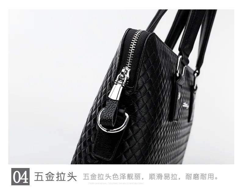 2019 высококачественные модные тканые мужские сумки из натуральной кожи, повседневная классическая сумка через плечо, черный деловой