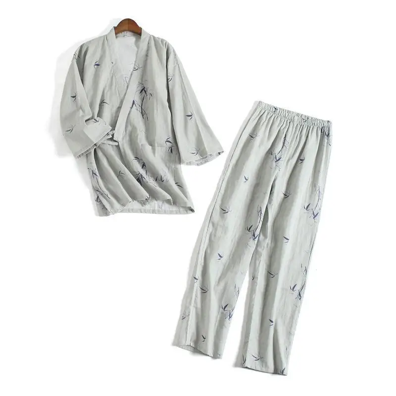 

Spring New Printed Pajamas Set For Lovers Cotton Long 2PCS Shirt&Pants Home Wear Casual Sleepwear Suit Loose Nightwear M L