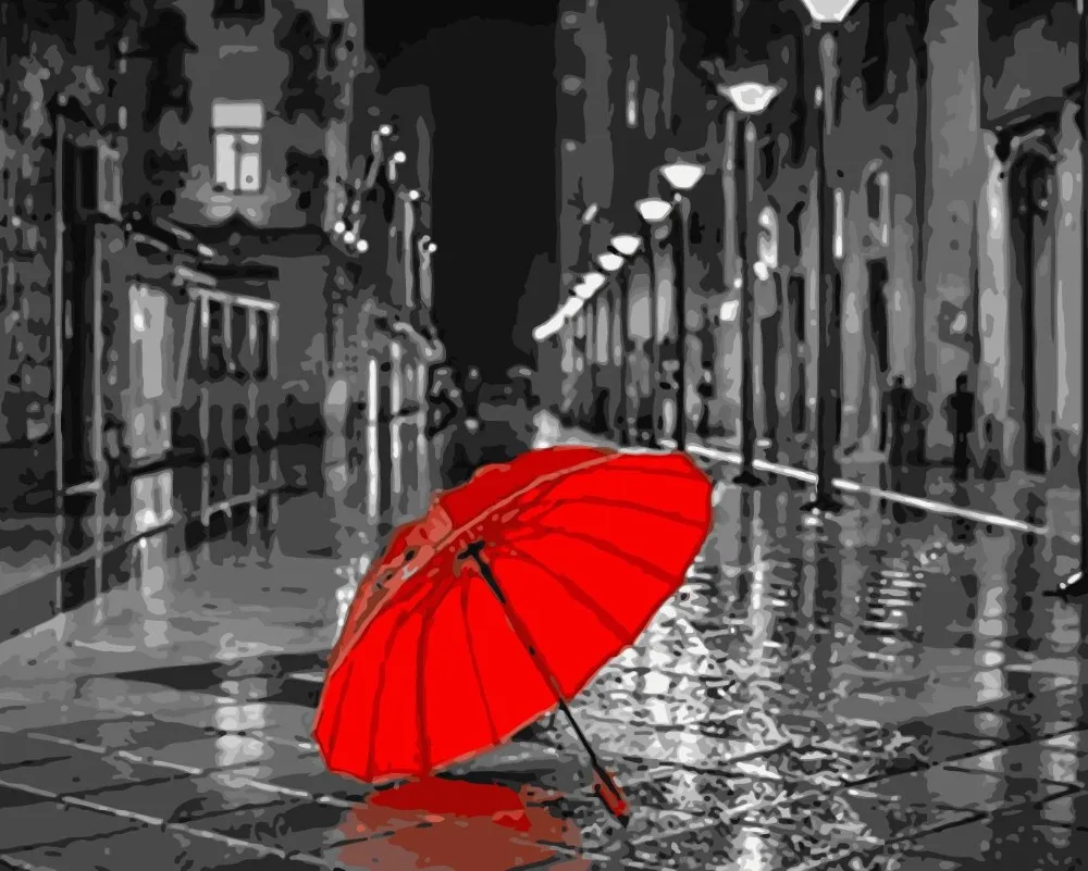 Картина по номерам DIY дропшиппинг 40x50 60x75 см Нежный красный зонтик натюрморт холст свадебное украшение художественная картина подарок