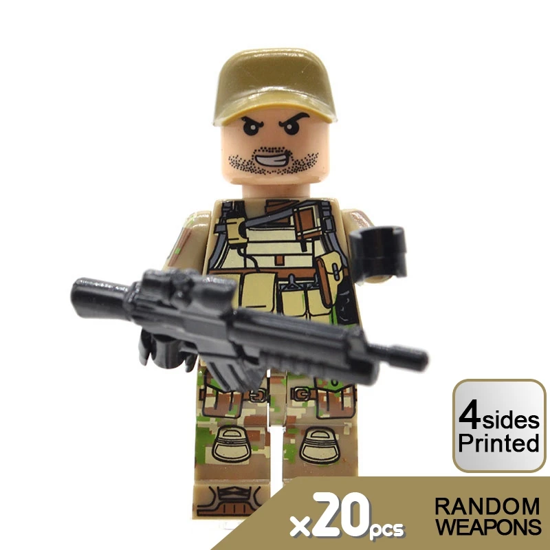  20/50PCs/Lot WW2 Modern US Soldiers Military Army Figures with Weapons Building Blocks Bricks Gifts
