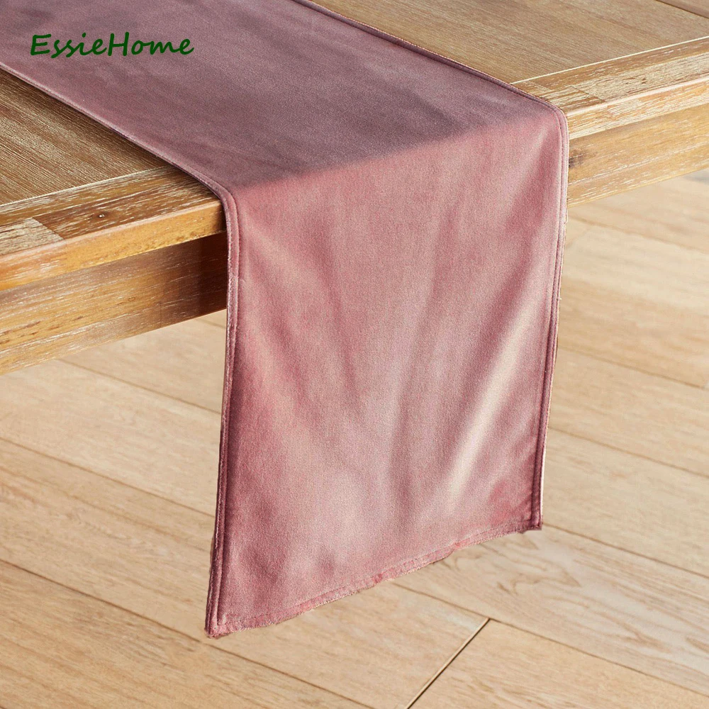 

ESSIE HOME Rose Pink Dusty Pink Grey Pink Double Side Matte Velvet High End Table Runner Table Cloth Table Runner Placemat