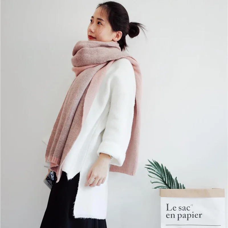 

New Women Fashion Winter Scarf Wool Knitted Scarves Shawls Women Thick Warmer Cowl Neck Winter Pashmina Stoles