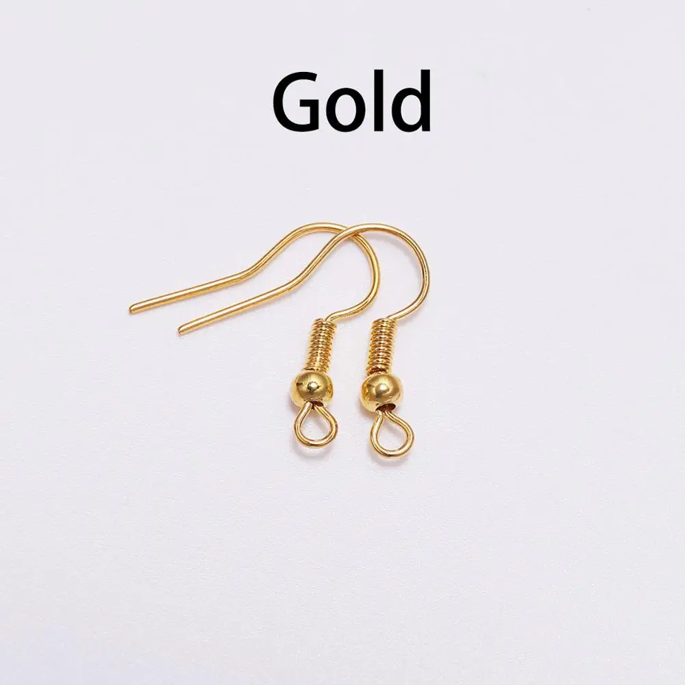 100pcs/lot 20*17mm 10 Color Iron Bead Charms Earring Wires With Ear Hook Earrings Clasp Findings Supplies For Jewelry Making DIY - Цвет: Gold