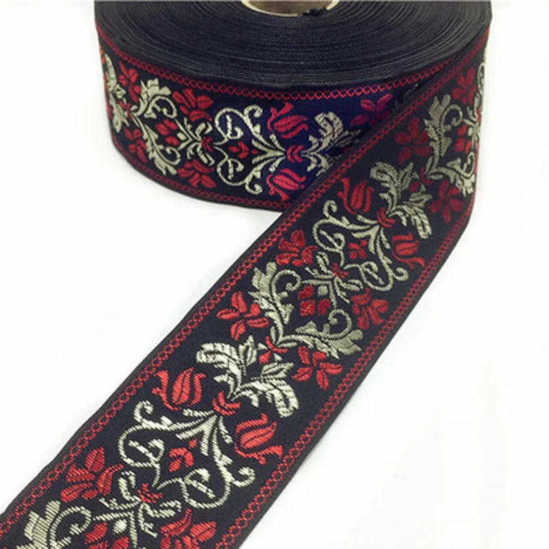 

4cm width Woven Jacquard Ribbon flowers pattern straps and belt lace 6 style garment decoration piping accesories 5 meter lot