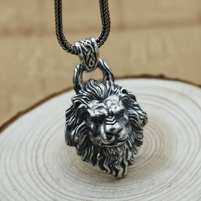 Mens Lion Necklace Lion Head Pendant Necklace in Silver 925 Silver Mens Necklace Men Gift Necklace 925 Sterling Silver Men Lion Necklace