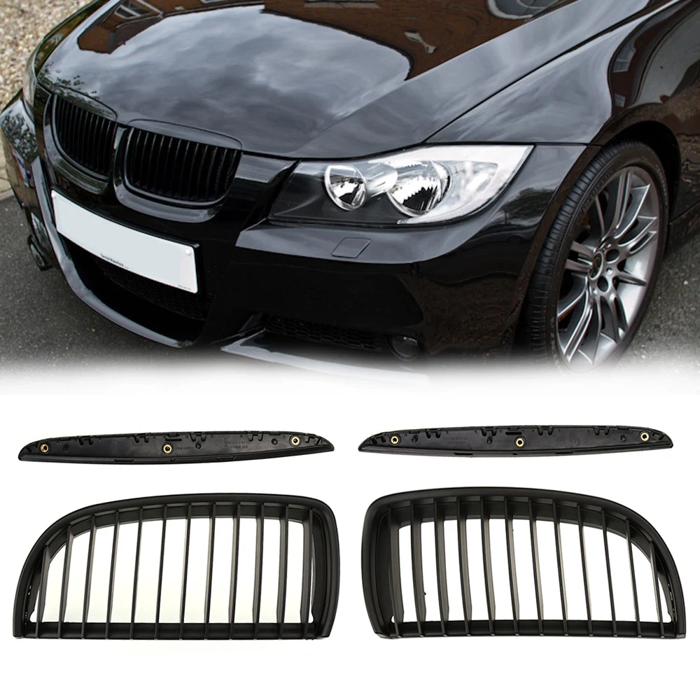

Car Front Grilles Pair Replacement Matte Black Front Kidney Grill Grilles Hood Top Grade for BMW E90 E91 320i-335i XNC