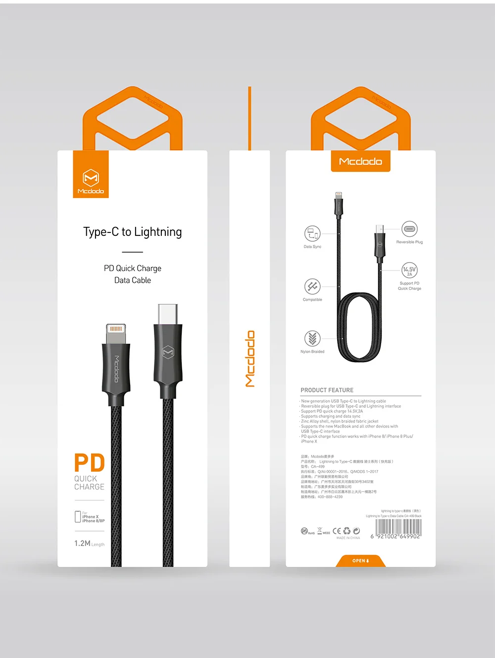Mcdodo 18 Вт PD Быстрый зарядный кабель для iPhone XS Max XR X 8 Plus iPad type C для Lightning Кабель USB C Macbook зарядный кабель