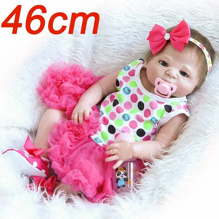 

46CM Soft Silicone Reborn Full silicone handmade simulation Dolls Baby Realistic Doll Reborn Boneca baby reborn Doll For Girls
