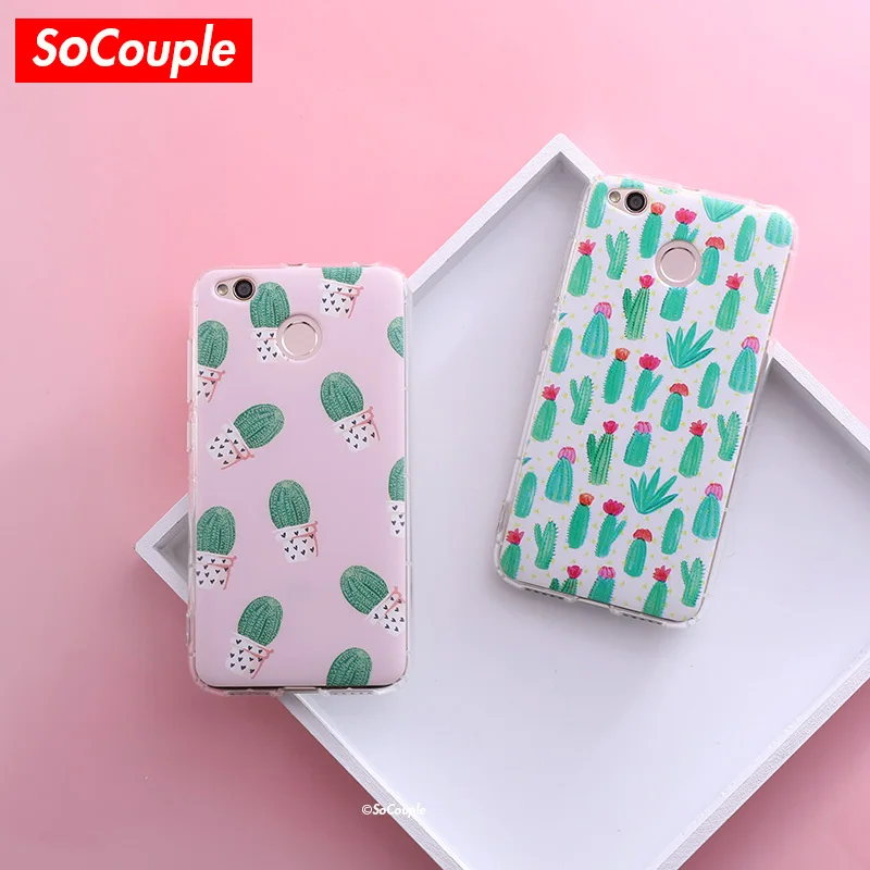 

SoCouple Soft Silicone Phone Case For Xiaomi Redmi 4X Case Plants Cactua Pattern Case Cover For Xiaomi Redmi