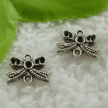 

520 pieces antique silver bowknot connectors 14x10mm #3129