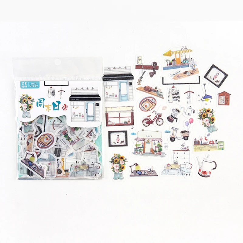

40 pcs weekend daily life sticker photo album washi paper sticker Scrapbook decor stickers diy Gift card Scrapbooking sticker