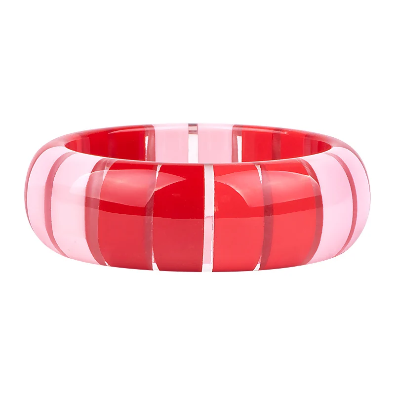 Vintage Acrylic Cuff Fashion Bracelets Bangles for Women Colorful Stripe Resin Wide Bracelet Simple Charm Wedding New Jewelry (5)
