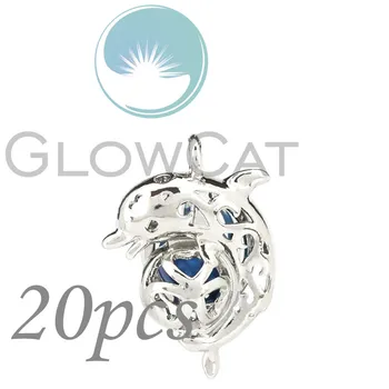 

20x Copper Dolphin Playing Ball Stone Beads Cage Locket Pendant Perfume Diffuser Pearl Cage KK1218
