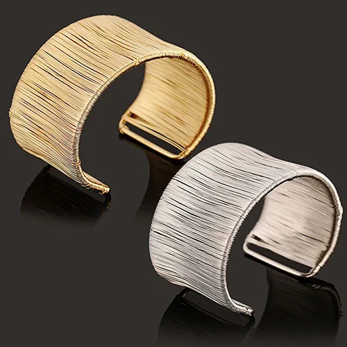 

Women's Handmade Wire Opening Bangle Punk Golden Silver Alloy Upper Arm Bracelet