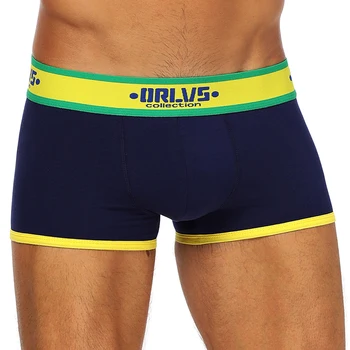 

ORLVS Brand 50PC/LOT Wholesale Sexy Gay Boxers Comfortable Underwear Men Panties cueca Breathable Cotton Men Sleepwear Shorts