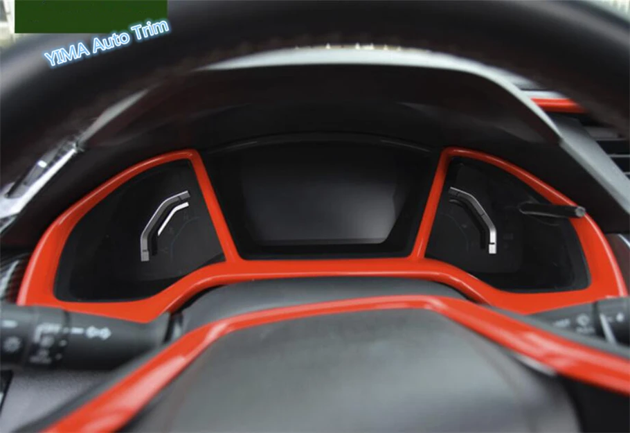 

Lapetus Auto Styling Dashboard Instrument Gauge Frame Cover Trim Fit For Honda Civic 2016 2017 2018 2019 Red / Carbon Fiber ABS