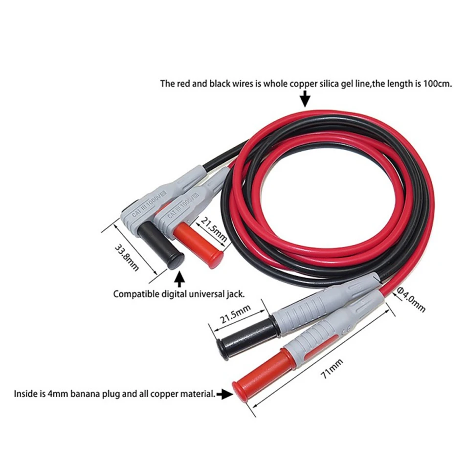 Cleqee P1033 Multimeter Test Kabel Spritzguss 4mm Bananen Stecker Test Linie Gerade zu Gebogene Test Kabel