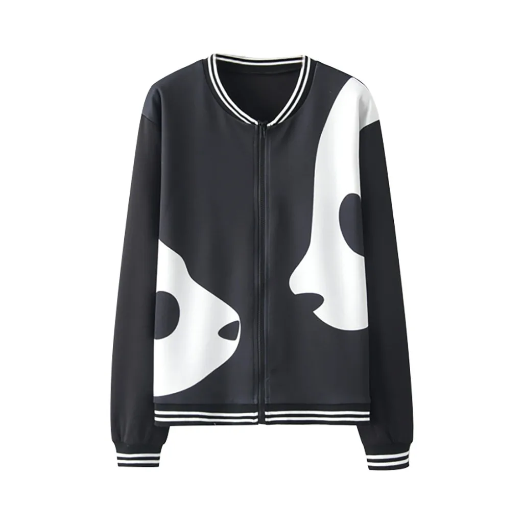 

YOUYEDIAN Women Animal Print sweatshirt 2019 Autumn Fashion Long Sleeve O-Neck Zipper Pockets Casual Sport Coat poleron mujer