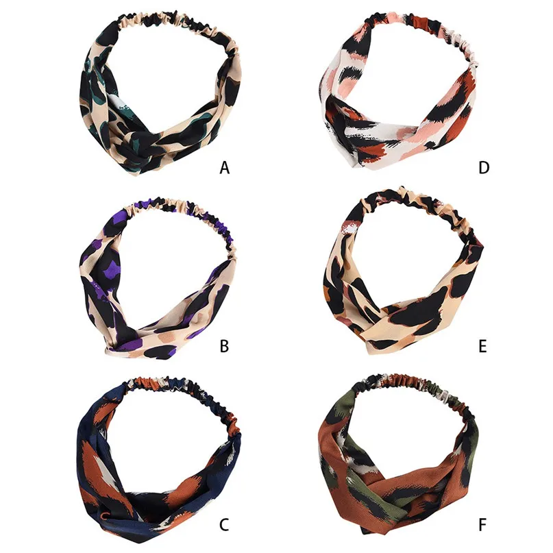 Yoga Hair Bands Boho Leopard Twist Knot Headband Elastic Wrap Turban Hair Band Yoga Sport Ladies#2p01 (10)