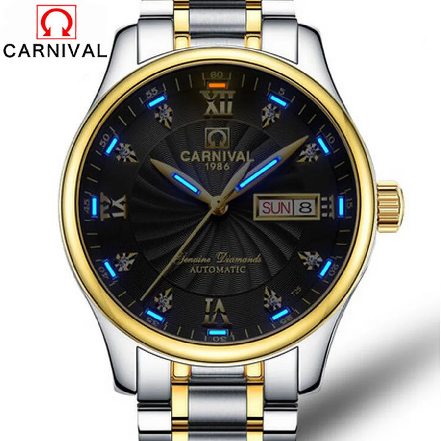 Часы Carnival Tritium Luminous Series роскошные деловые мужские часы топ-бренд автоматические