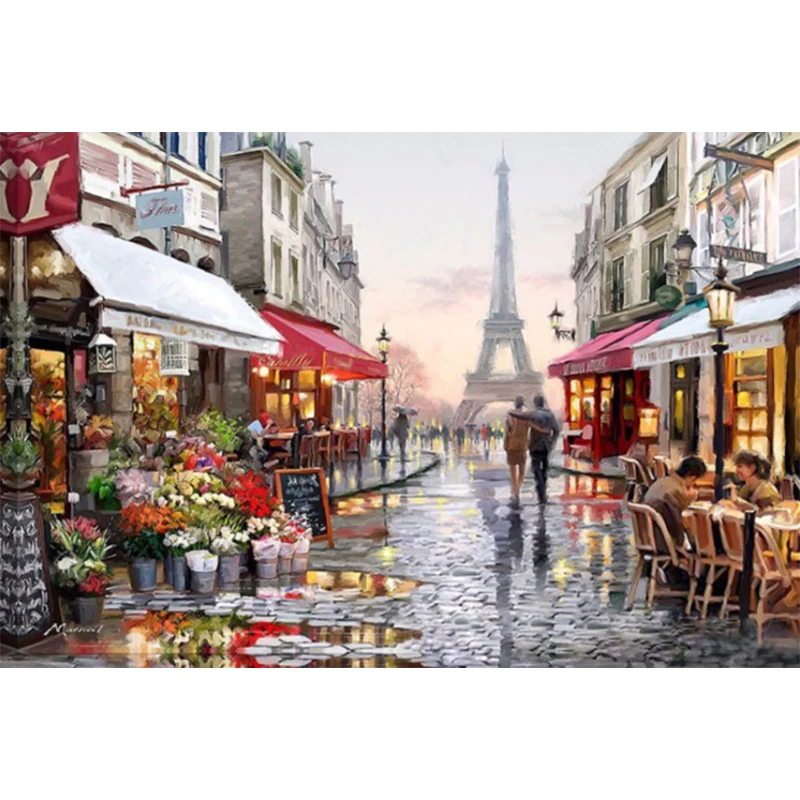 Frameless Eiffel Tower Diy Oil Painting By Numbers Kits Wall Art