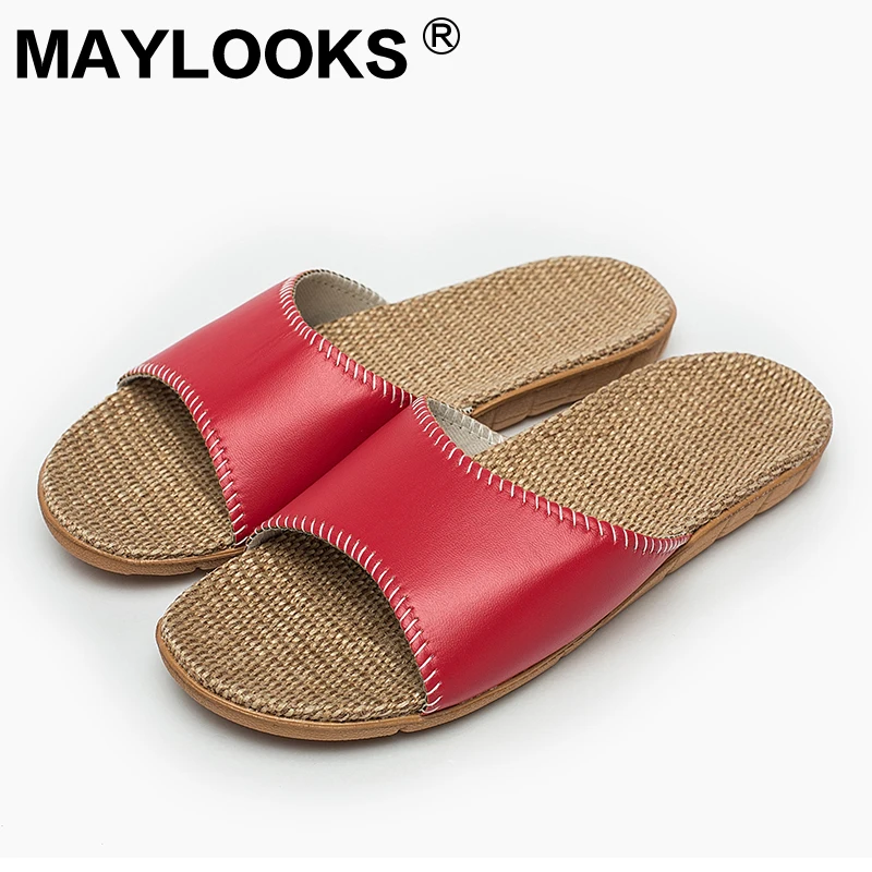

Ladies Slippers Spring And Summer Pu Home Indoor Non-slip Linen Woman Slippers 2018 New Hot 8836