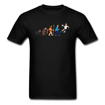

Evolution Handball Comic T Shirt Men Fun Top Plus Size Tee Creative Design Clothing Summer Cotton Tshirt Black T-shirt
