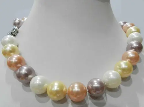 

14mm Charming Multicolor colour shell pearl necklace@^Noble style Natural Fine jewe FREE SHIPPING