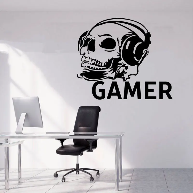 

Hardcore Gamer Wall Sticker Vinyl Home Decor For Teens Boys Bedroom Playroom Dorm Game Controller Decals Video Games Murals A170