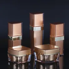 10 шт./лот 20 Вт, 30 Вт, 50 г, темная Золотая баночка для косметического крема горшок 20 Вт, 30 Вт, 50 мл акриловый лосьон с насосом бутылки DIY многоразовый контейнер дорожный набор