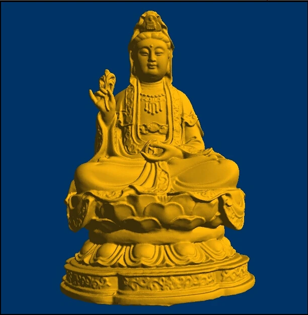 3D model relief stl format for CNC Goddess Of Mercy sitting on lotus_3
