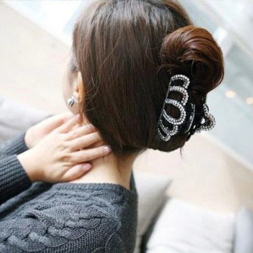 

Crown Hair Accessories Full Crystals Hair Claws Large Hairgrips Charm Fascinator Hair Clips Clamp for Women Black/Brown HC632