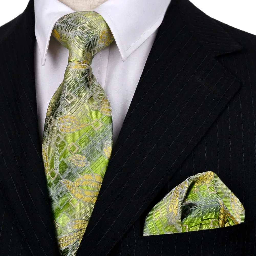  Floral Checked Multicolor Mens Ties Neckties Handkerchief 100% Silk Jacquard Woven Tie Set Free Shi