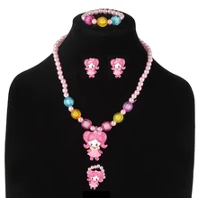 Карамельный бисер, Полимерный пластик, Детский комплект ювелирных изделий для девочек, кулон с изображением детей, милое ожерелье, браслет, кольцо, серьги, детские ювелирные изделия