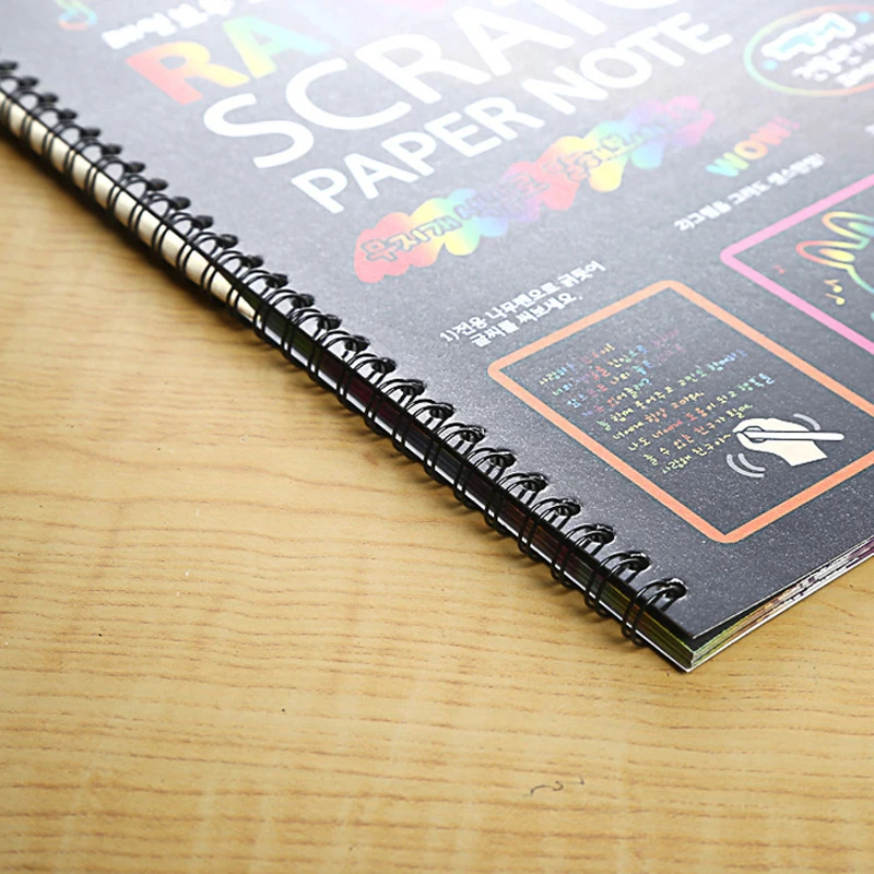 EZONE Scratch Notebook Coil Graffiti Note Book Black Page Cute Magic DIY Drawing Book Painting Notepad for Kids Stationery Gift EZONE Scratch Notebook Coil Graffiti Note Book Black Page Cute Magic DIY Drawing Book Painting Notepad for Kids Stationery Gift