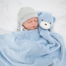 Kavkas/детские одеяла 76x76 см плюшевый подарок для новорожденного мягкий теплый коралловый флис животного игрушка голова синий медведь