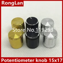 [BELLA] Алюминиевый металлический серебристо-желтый черный колпачок усилитель громкости Ручка потенциометра 15x17 мм 100 шт./упак.- 100 шт/лот