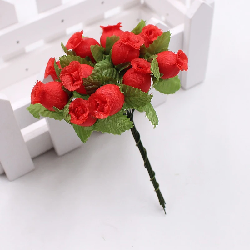 Мини Мода 12 шт./компл. Искусственные цветы из шелка розы DIY ВЕНОК подарки Рождественский Декор для дома свадебная брошь невесты поддельные цветы