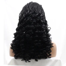 African American Loose Wave Synthetic Hair Micro Braided Lace Front Wigs Glueless For Black Women Heat Resistant Fiber