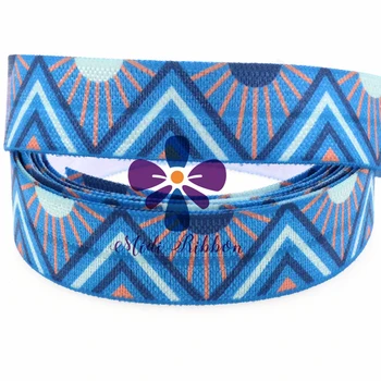 

5/8"16mm Sunrise Patterns Printed Fold Over Elastic Ribbon Handmade Hair Bands diy hair tie 50Yards/Roll MD1501016-16-2482