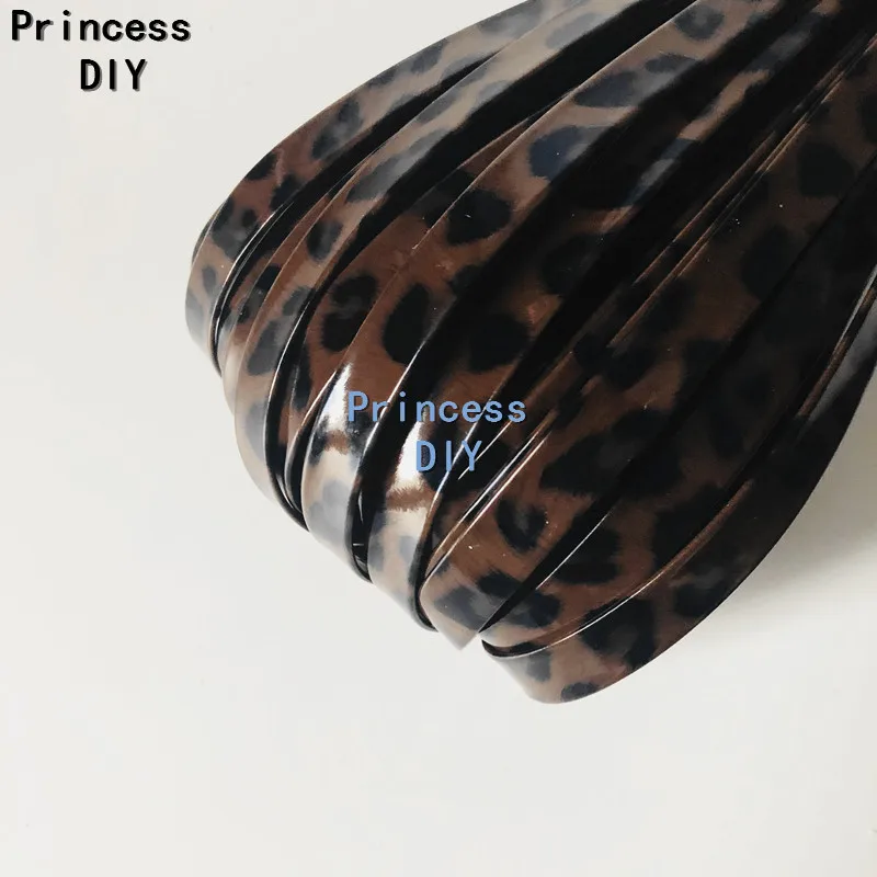 

5M/L 3/8'' Coffee Brown Leopard Ribbon 10mm Faux PU Leather Ribbon Cord Bias DIY Chocker Collar Book Planner Accessory Material