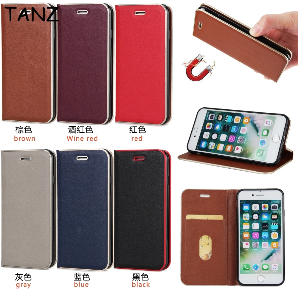 TANZ Card Stand Wallet Case For iPhone 7 8 6S 6 Plus 5S SE 5 Luxury Magnet Leather phone case Flip Cover Coque PC+PU+TPU |