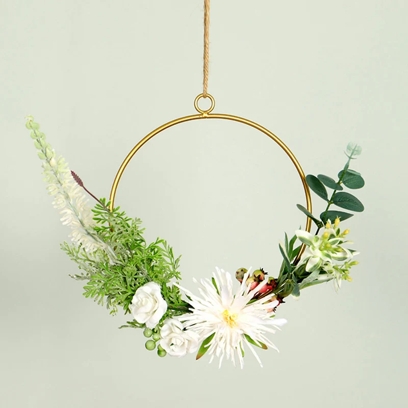 60cm Wedding Flower Hoop Metal Artificial Flower balloon Loop single ring Christmas Party Decoration Home Decor Hanging ornament