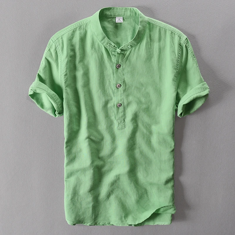 mens short sleeve linen shirts sale