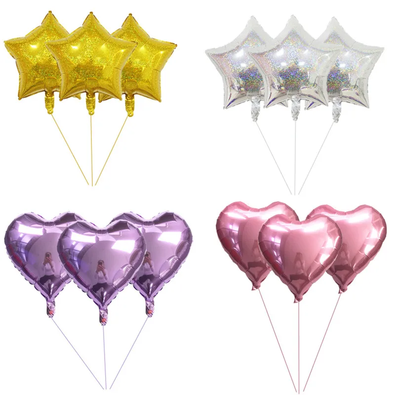 

3pcs 18Inch Laser Pearl Pink Love Heart Star Foil Heart Helium Balloons Wedding Happy Birthday Party Decor Globos Balon Supplies