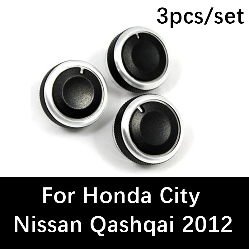 Air Conditioning knob Switch Control Button 3Pcs Black