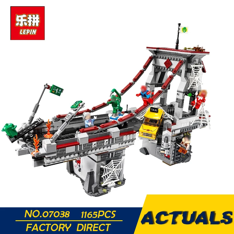 

LEPIN 07038 1165Pcs 76057 Super Hero Spiderman Web Warriors Bridge Battle Model Building Blocks Bricks Set Education Children
