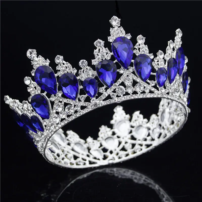 Потрясающая Серебряная кристальная полная круглая Корона невесты, роскошная свадебная диадема, корона для невесты, ювелирные украшения для волос, аксессуары