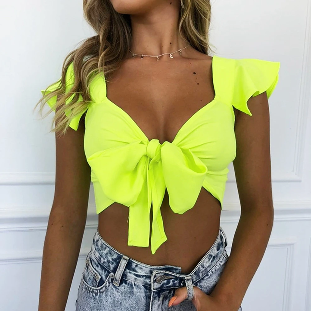neon orange ruffle top